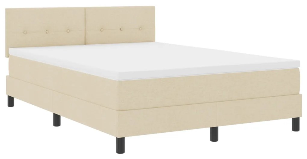 Boxspring Ágy Mattal és LED-del Krém 140x200 cm Szövet