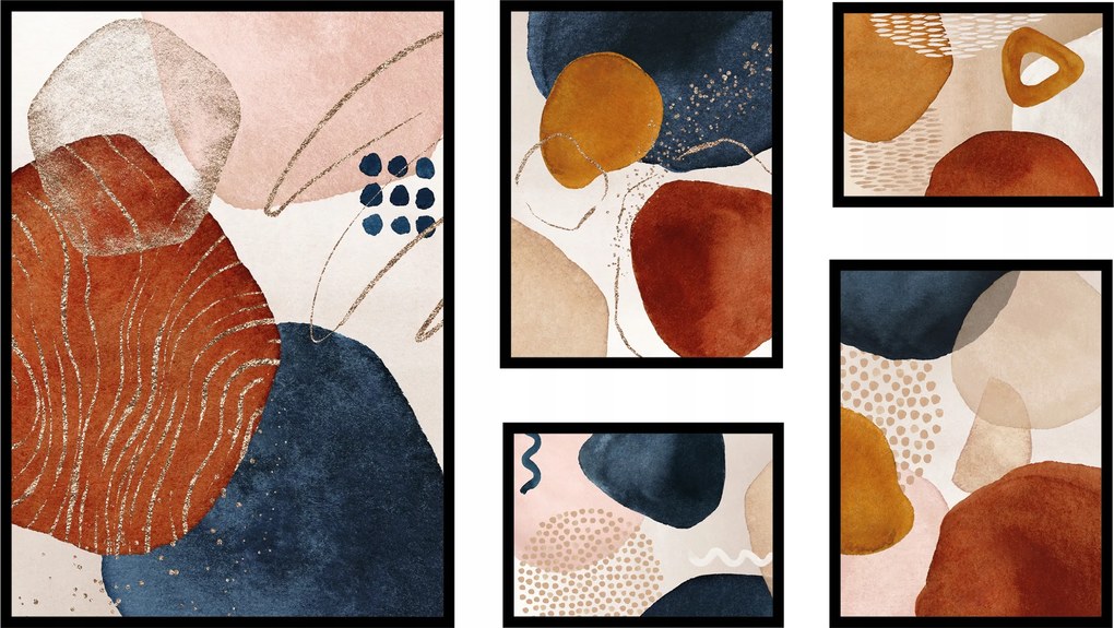 Poszter szett 5db-os szett XXL Absztrakt minták boho grafika a nappaliba