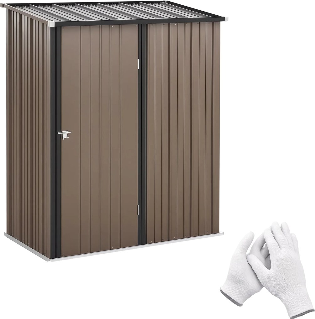 Outsunny 1.34 m² Kerti Szekrény Fádó Lakatolható Kertiszerszám Tároló 161.5 x 94.5 x 196 cm Barna | Aosom