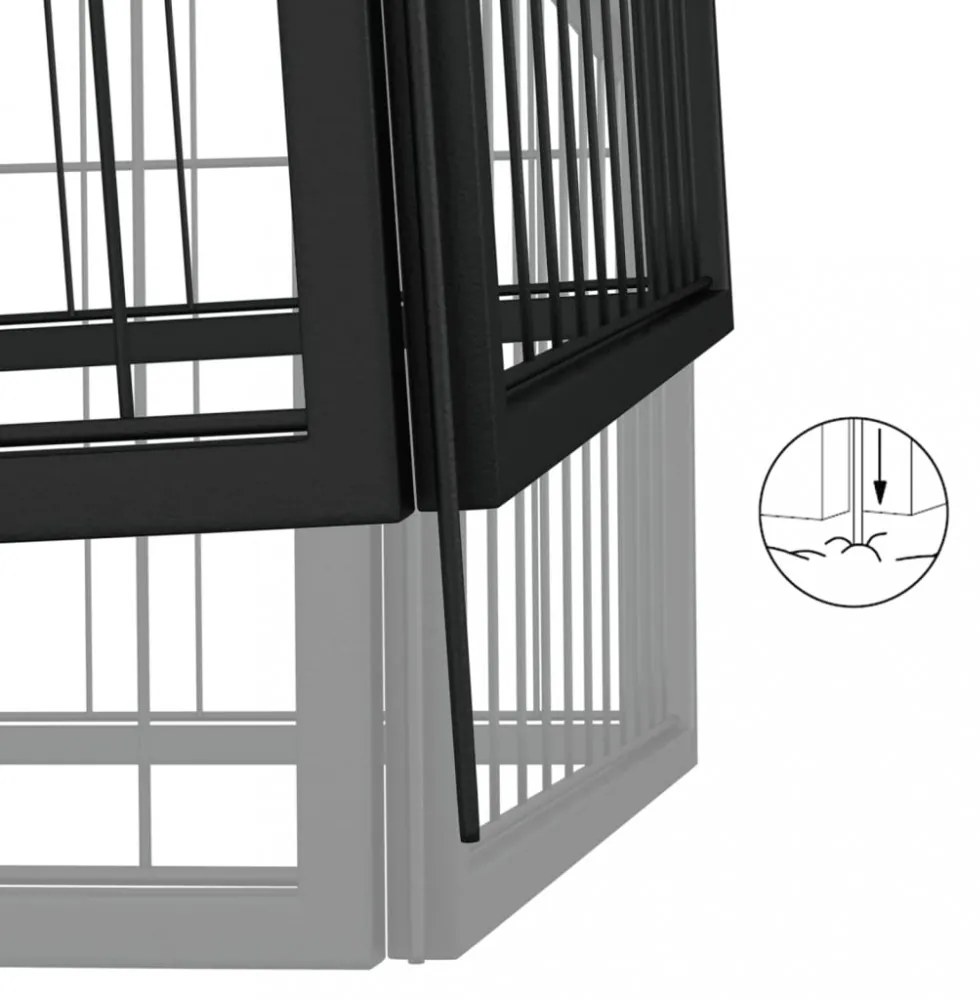vidaXL 4 paneles fekete porszórt acél kutya járóka 100 x 50 cm