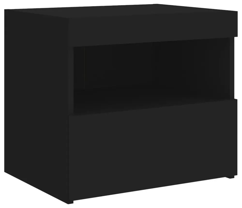 fekete éjjeliszekrény LED-világítással 50 x 40 x 45 cm