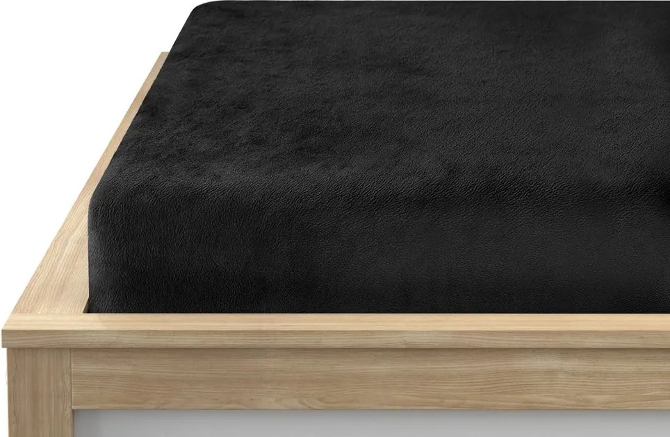 SOFT fekete mikroplüss lepedő 180x200 cm