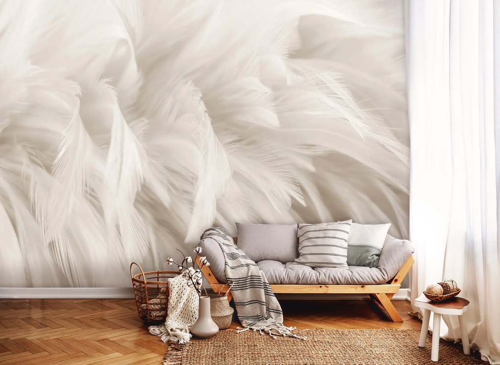 Bézs tollak fotótapéta, poszter - V8 - 368cm x 254cm