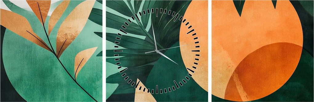 Kép - Geometrikus természeti minták (órával) (90x30 cm)
