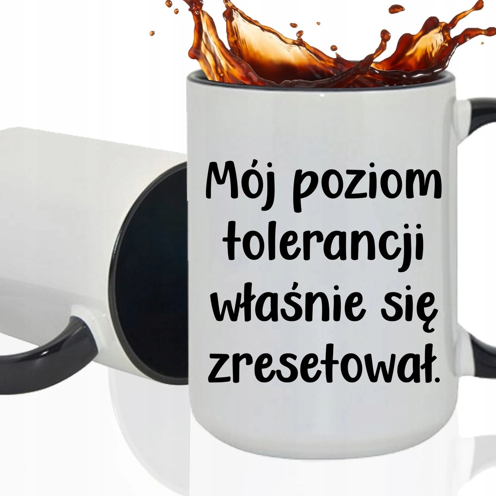 Bögre Fehér XXL Belső Fekete Kerámia Vicces Kütyü Tolerancia Szint