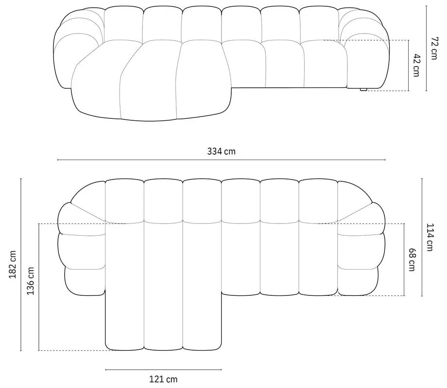 Zöld sarokkanapé (bal oldali) Diana – Micadoni