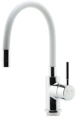 FERRO - Mosogató csap rugalmas karral fényezett króm/fehér
