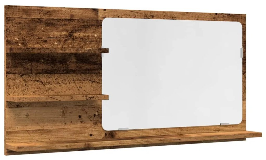 antik fa színű szerelt fa tükrös fürdőszobaszekrény 90x11x45 cm