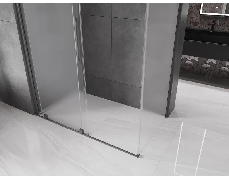 Mexen Velar, tolóajtós zuhanykabin 160 x 75 cm, 8 mm-es mattüveg, polírozott grafit, 871-160-075-31-95