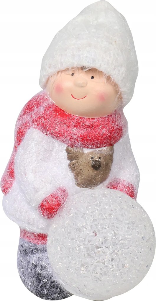 Kerámia figura fiú elemes gömbbel 15cm