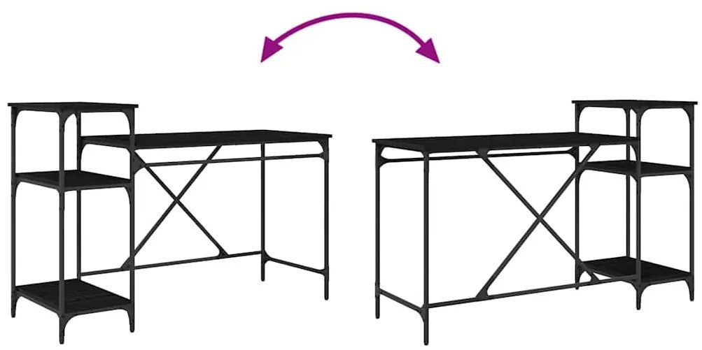 vidaXL Asztal Fekete tölgy 135 x 50 x 90 cm Faanyag