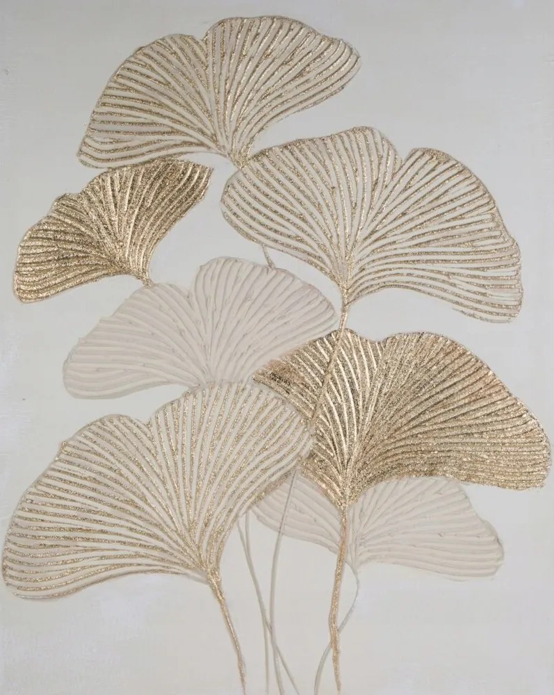 Kézzel festett vászonkép ginkgo levelek 80X100