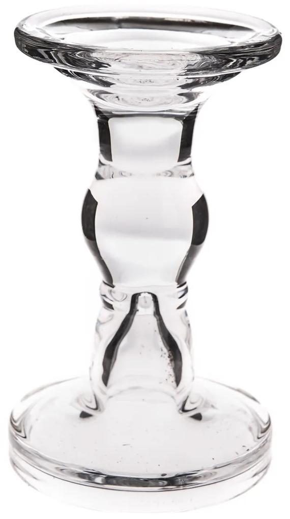 Charleroi üveg gyertyatartó, 14 cm