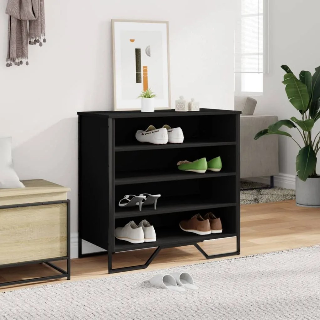 fekete szerelt fa cipőszekrény 80 x 38 x 78 cm