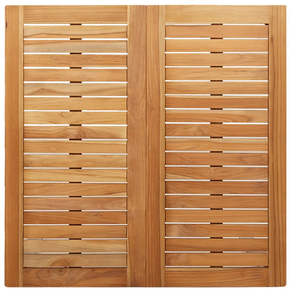 3 Darabos Kerti Étkező Szett Tömör Tízkafa, Kültéri Étkezőasztal 90x90x74,5 cm Tömör Tízkafa, Összecsukható Kerti Székek 2 db Tömör Tízkafa és Fém