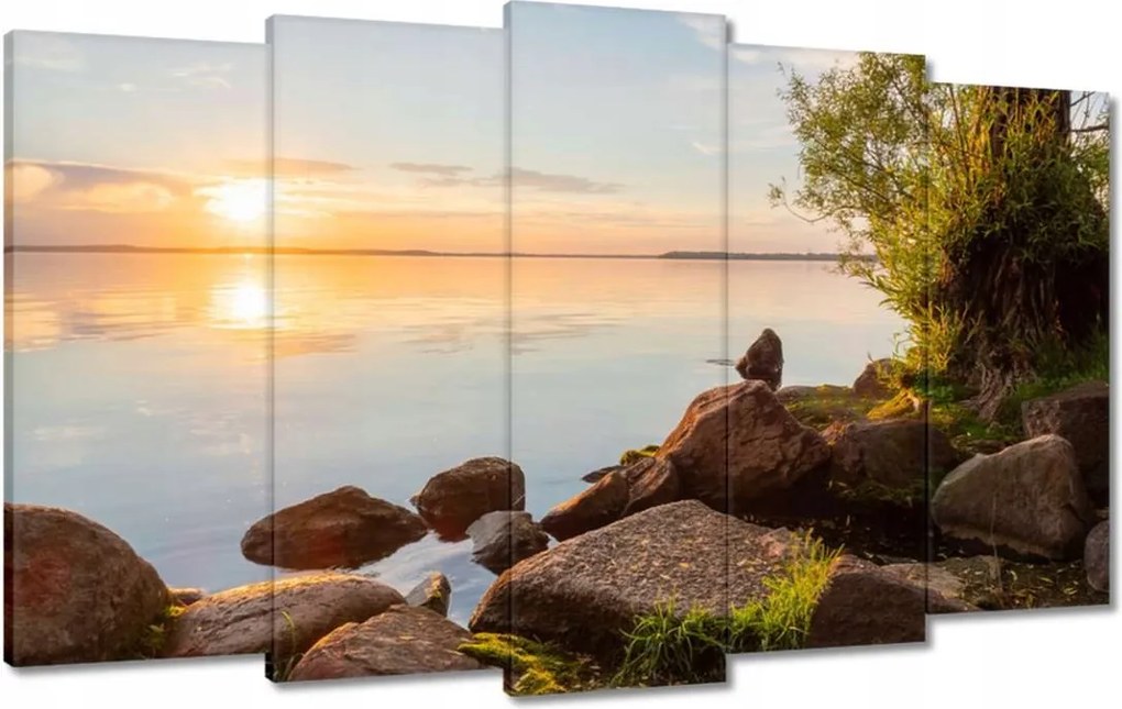 Vászonkép 100x60 Kövek fák tenger