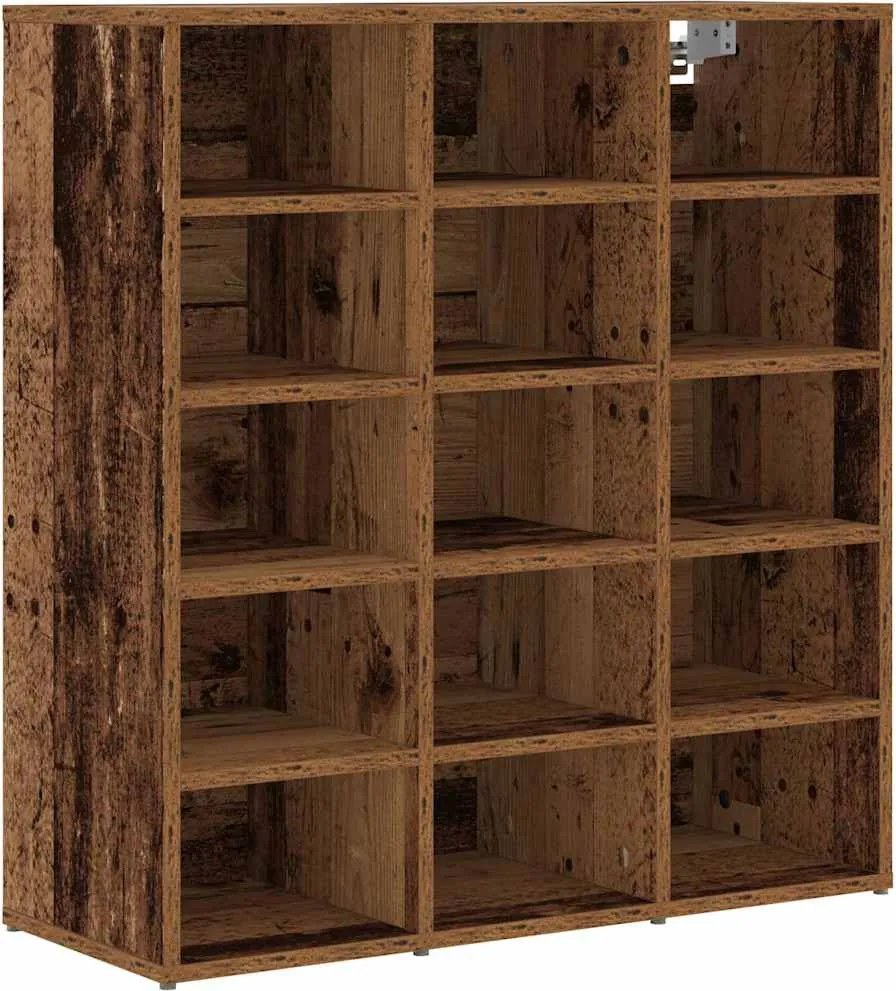 vidaXL Cipőszekrény polcokkal Öreg fa 77,5 x 30 x 83,5 cm Faanyag
