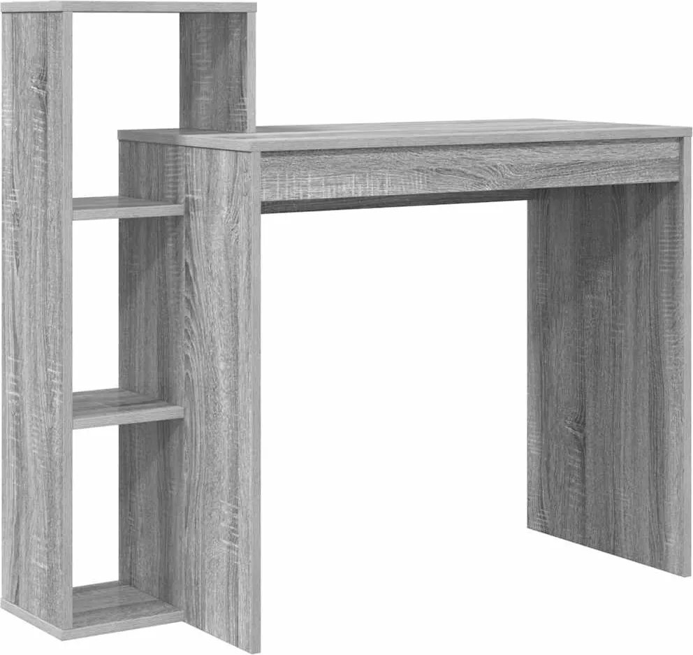 vidaXL Asztal polcokkal Szürke Sonoma 100 x 40 x 90 cm Faanyag
