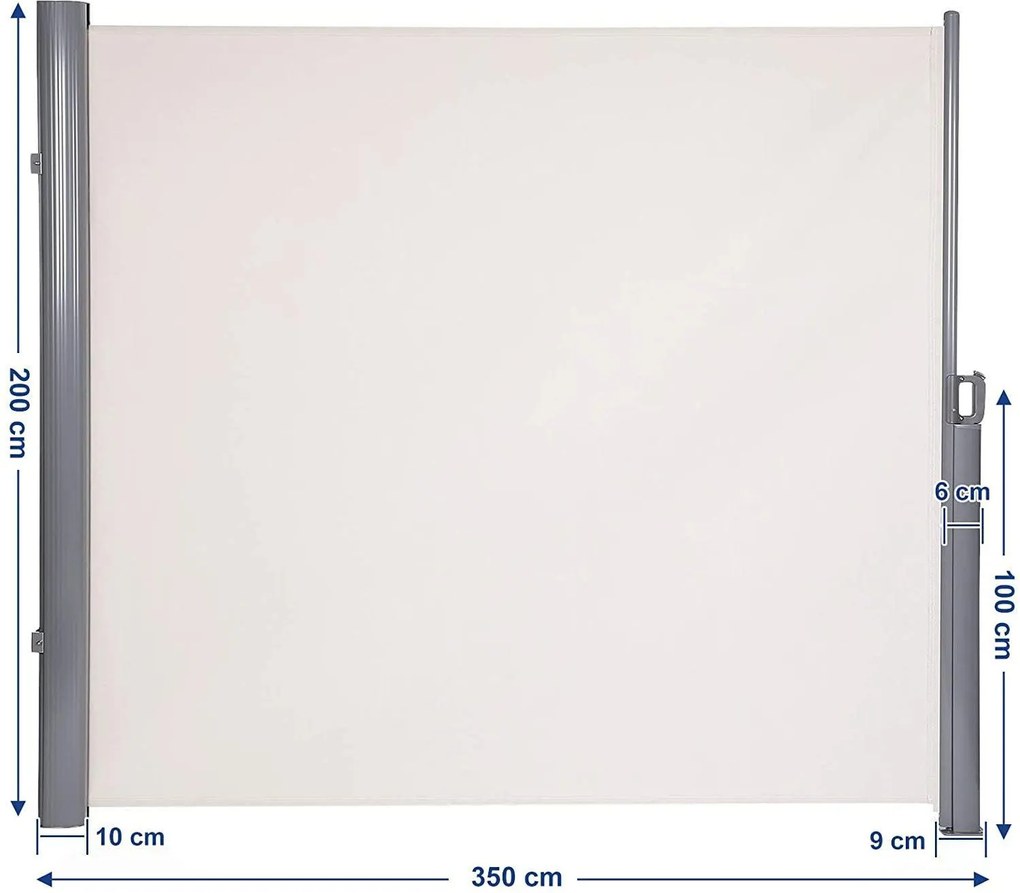 SONGMICS oldalsó rolós árnyékoló, kihúzható napellenző 200x350cm bézs