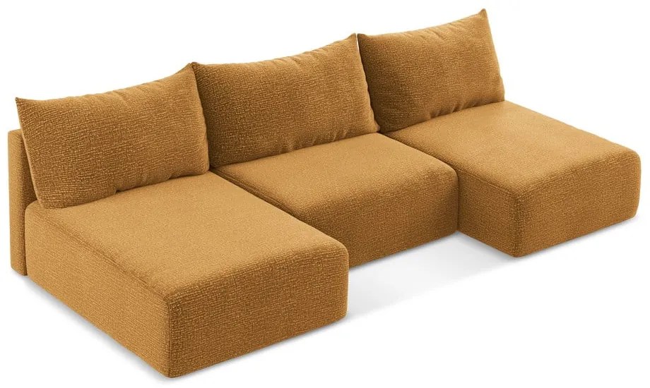 Narancssárga kinyitható-tárolóhelyes sarokkanapé Kalena – Makamii