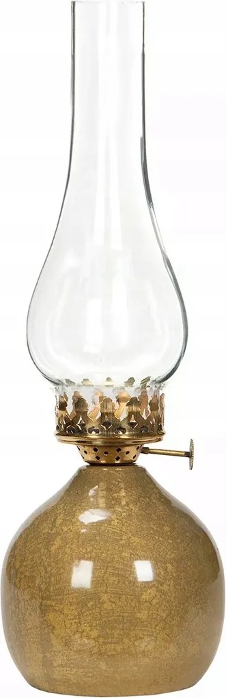 Üveg Gyertyatartó Fém teamécses utánzat sárga 34cm