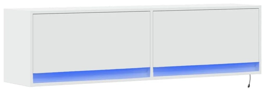 fehér falra szerelhető TV-szekrény LED-ekkel 140 x 31 x 38 cm