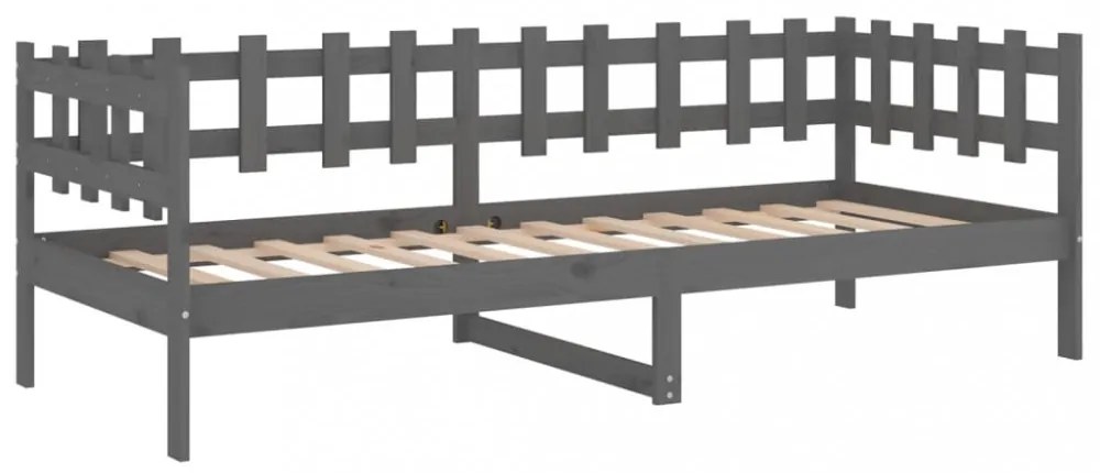 szürke tömör fenyőfa kanapéágy 80 x 200 cm