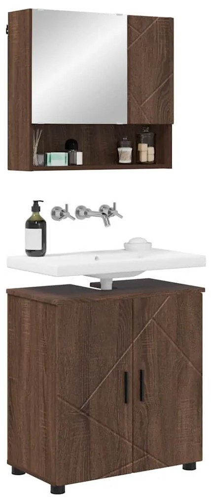 Fürdőszoba bútor szett 2 pcs barna tölgy 61 x 35 x 64 cm