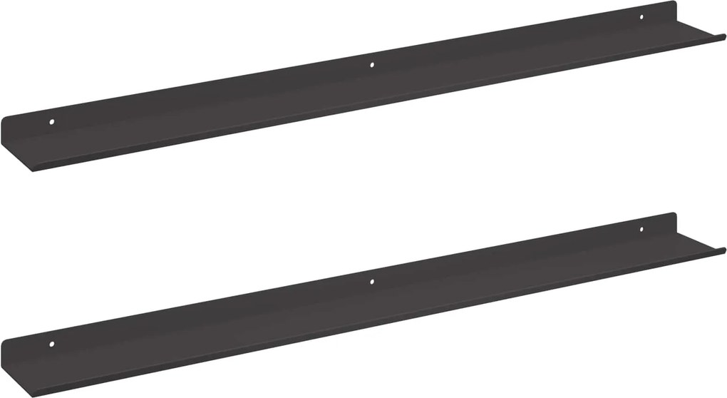 vidaXL Lebegő polc Falra szerelhető 2 pcs Fekete 80 x 9 x 2,5 cm Acél