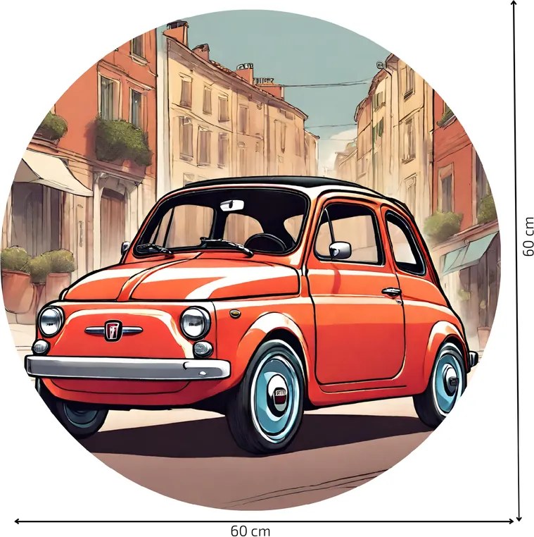 PIPPER. Kör alakú falmatrica "Fiat 500" Méret: 60cm