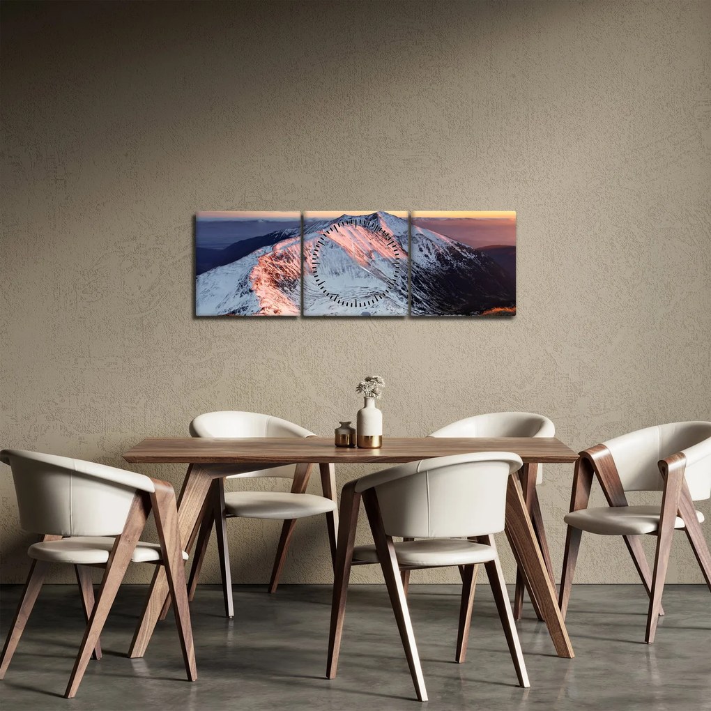 Kép - Téli hegyi panoráma II. (órával) (90x30 cm)
