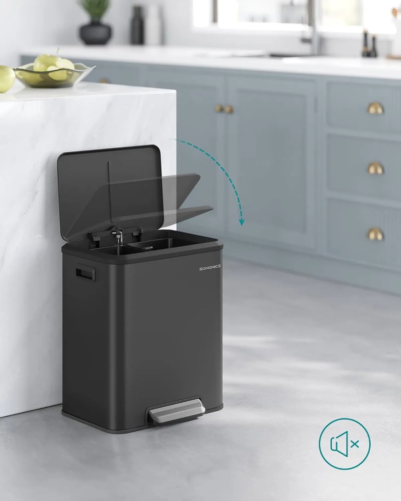 2 x 15 literes konyhai szemetes fekete színben