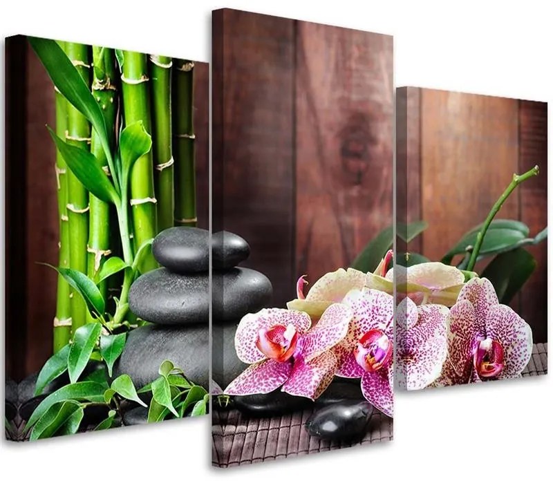 Gario Vászonkép Orchidea, bambusz és kövek - 3 részes Méret: 120 x 80 cm