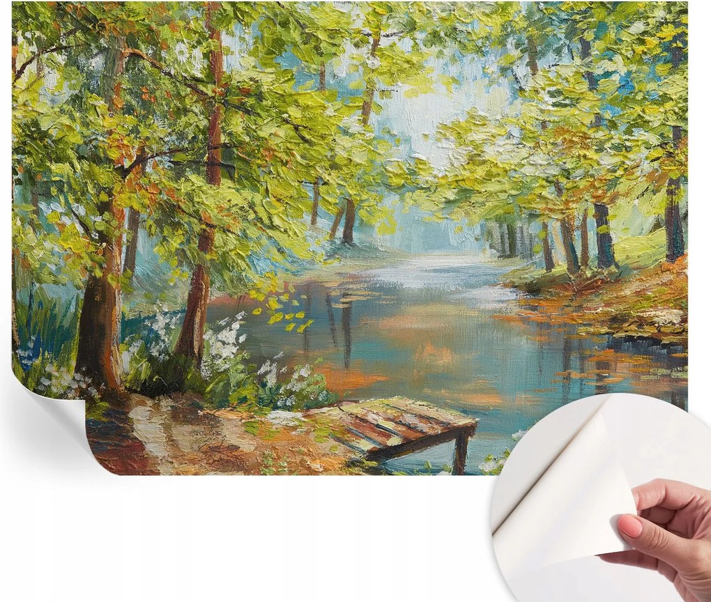 Öntapadós tapéta Fali furnér 3D hatás Erdélyi tó 208x146 cm