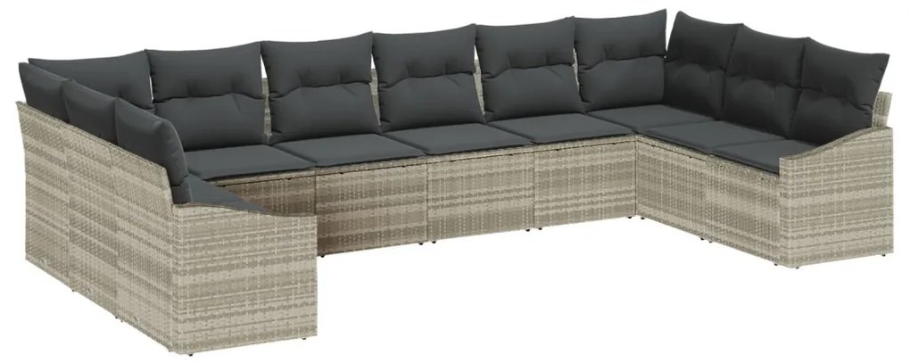 Kerti Kanapé Szett 10 darabos Sötétszürke Rattan