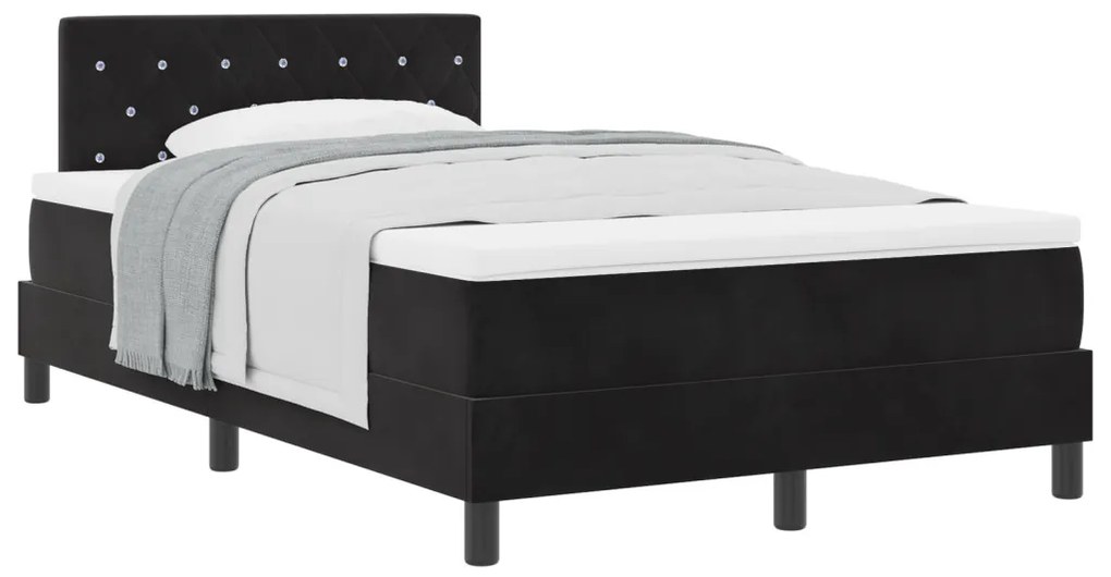 Boxspring ágy matraccal Fekete Kicsi dupla Bársony
