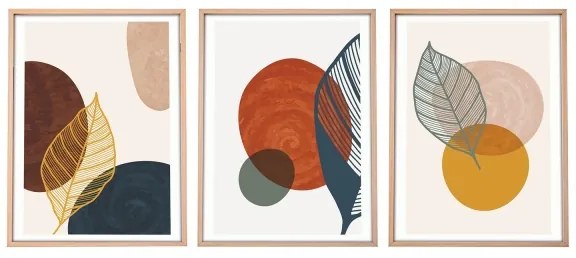 KÉSZLET 3x Kép képkeretben 50x70 cm színes