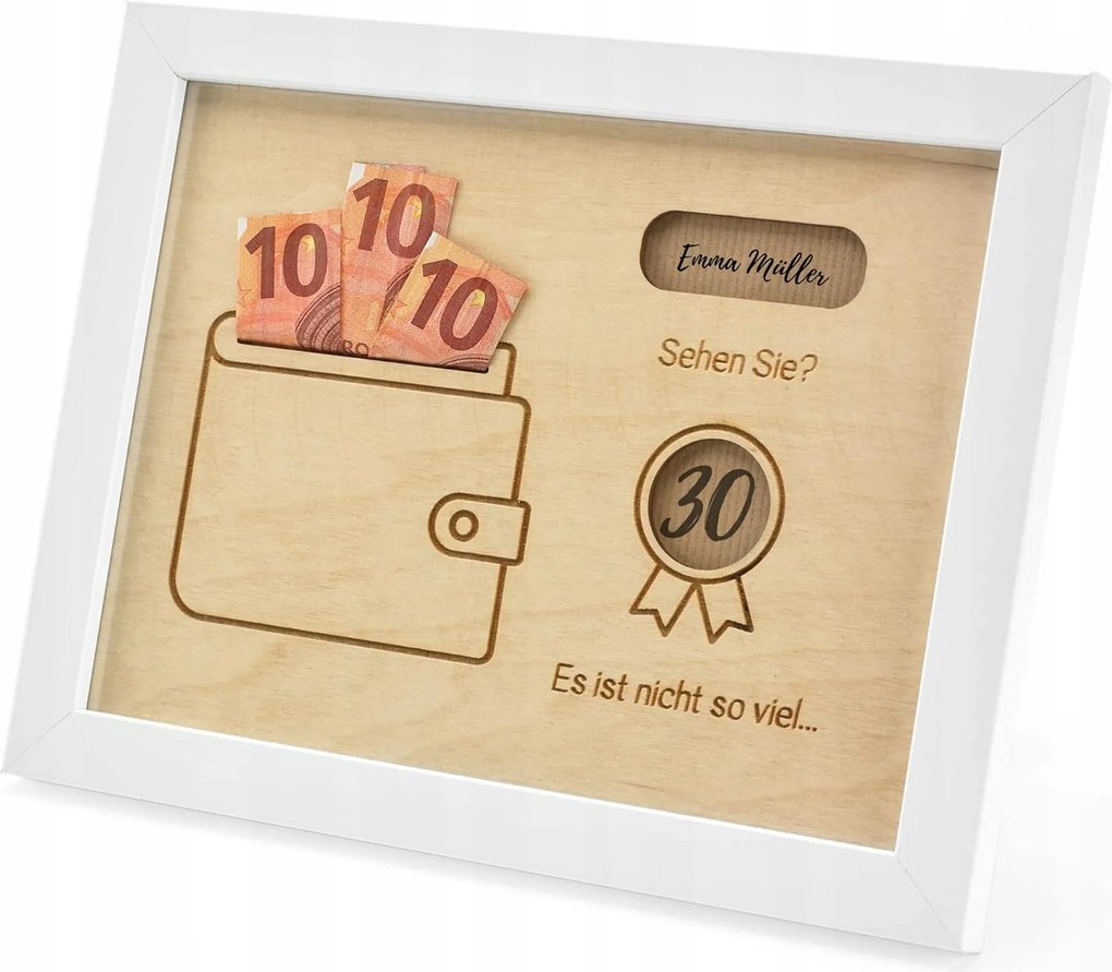 Ajándékkeret bankjegytartóval Vintage fehér 27x21 cm