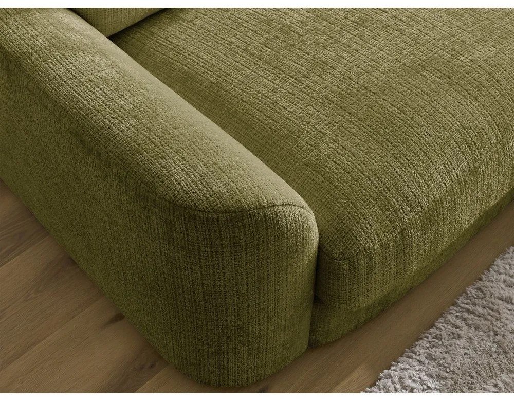 Khaki zsenília sarokkanapé (jobb oldali-heverő résszel) Leonore – Bobochic Paris