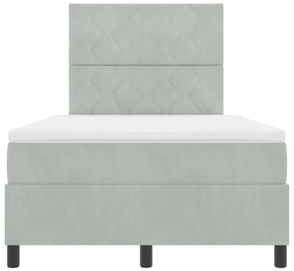 Boxspring Ágy Matrac Könnyű Szürke Kis Kétszemélyes Bársony