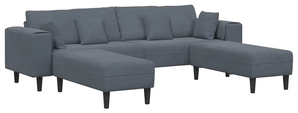 Bársony Kanapé párnával 3 pcs Sötétszürke 208 cm Bársony