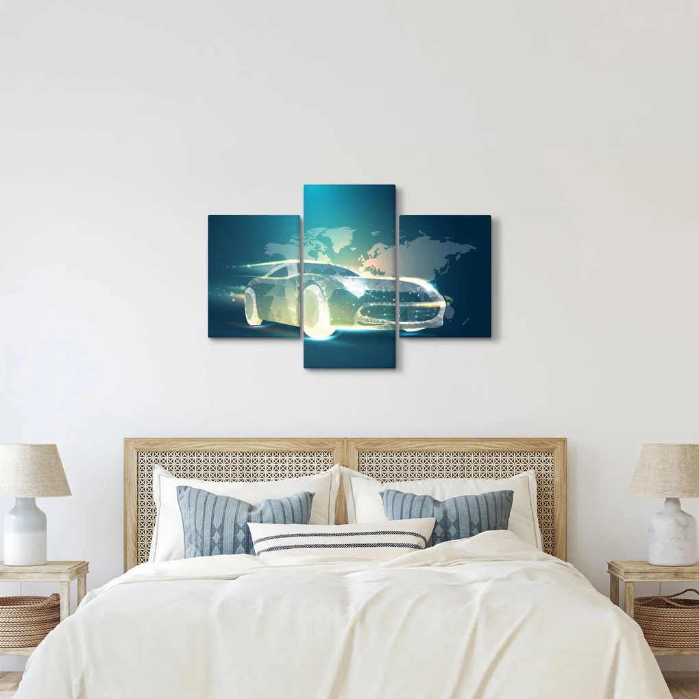 Geometriai formákból készült autó képe (90x60 cm)