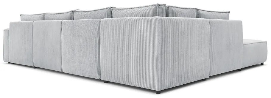 Világosszürke kordbársony sarokkanapé (bal oldali-"U" alakú) Nihad modular – Bobochic Paris