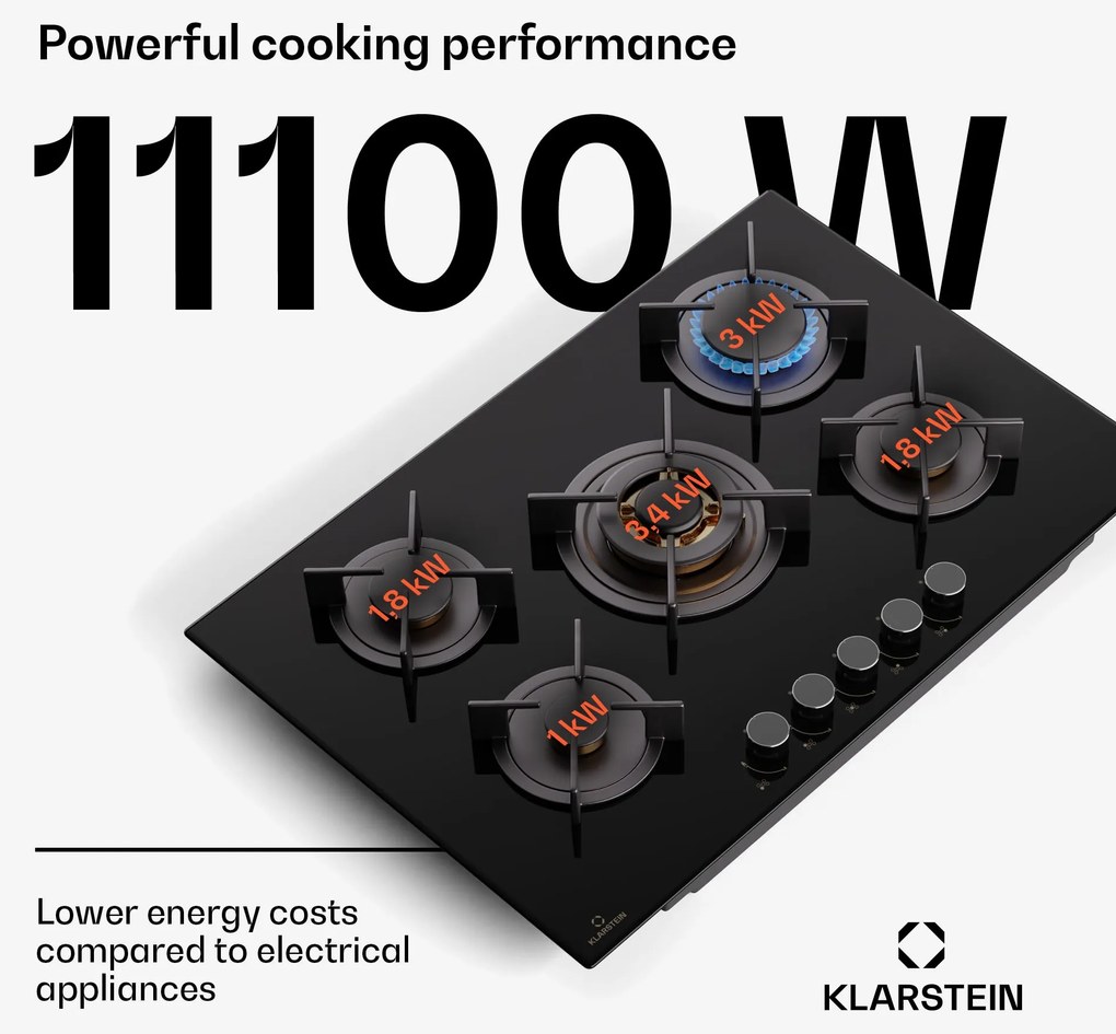 Klarstein Goldflame 5, gáz főzőlap, 5 égő