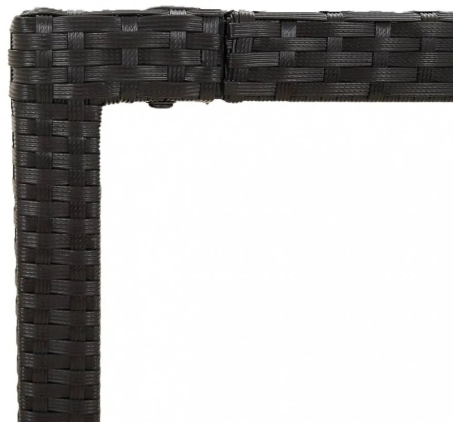 fekete polyrattan falapos kerti asztal 150 x 90 x 75 cm