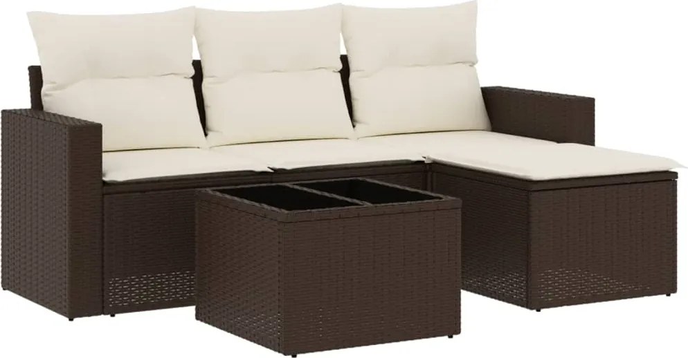 vidaXL 5 részes barna polyrattan kerti ülőgarnitúra párnával