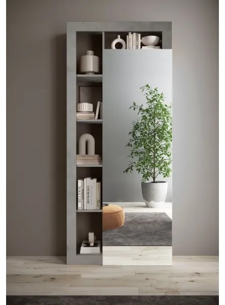 LENOR gardróbszekrény 91x209 cm fehér/szürke betonhatású