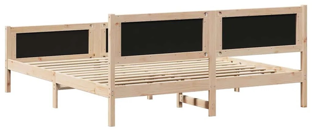 Ágykeret fejtámlával Sötétszürke 160 x 200 cm Tömör fenyőfa