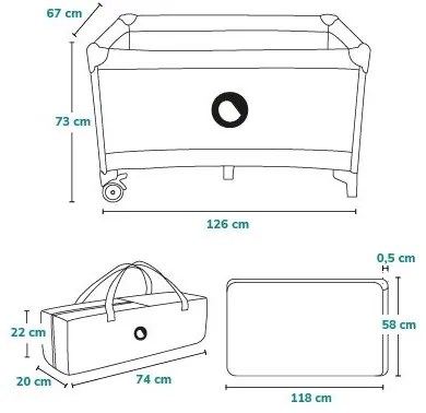 Lionelo - Utazó kiságy STEFI türkiz
