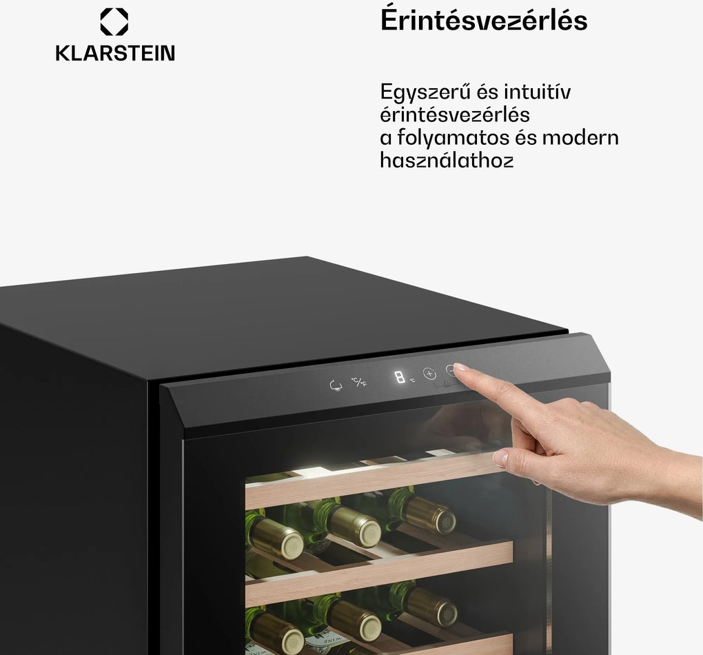 Klarstein Bevora szabadon álló borhűtő | 4 polc | 62 liter | 20 palack | 43 cm